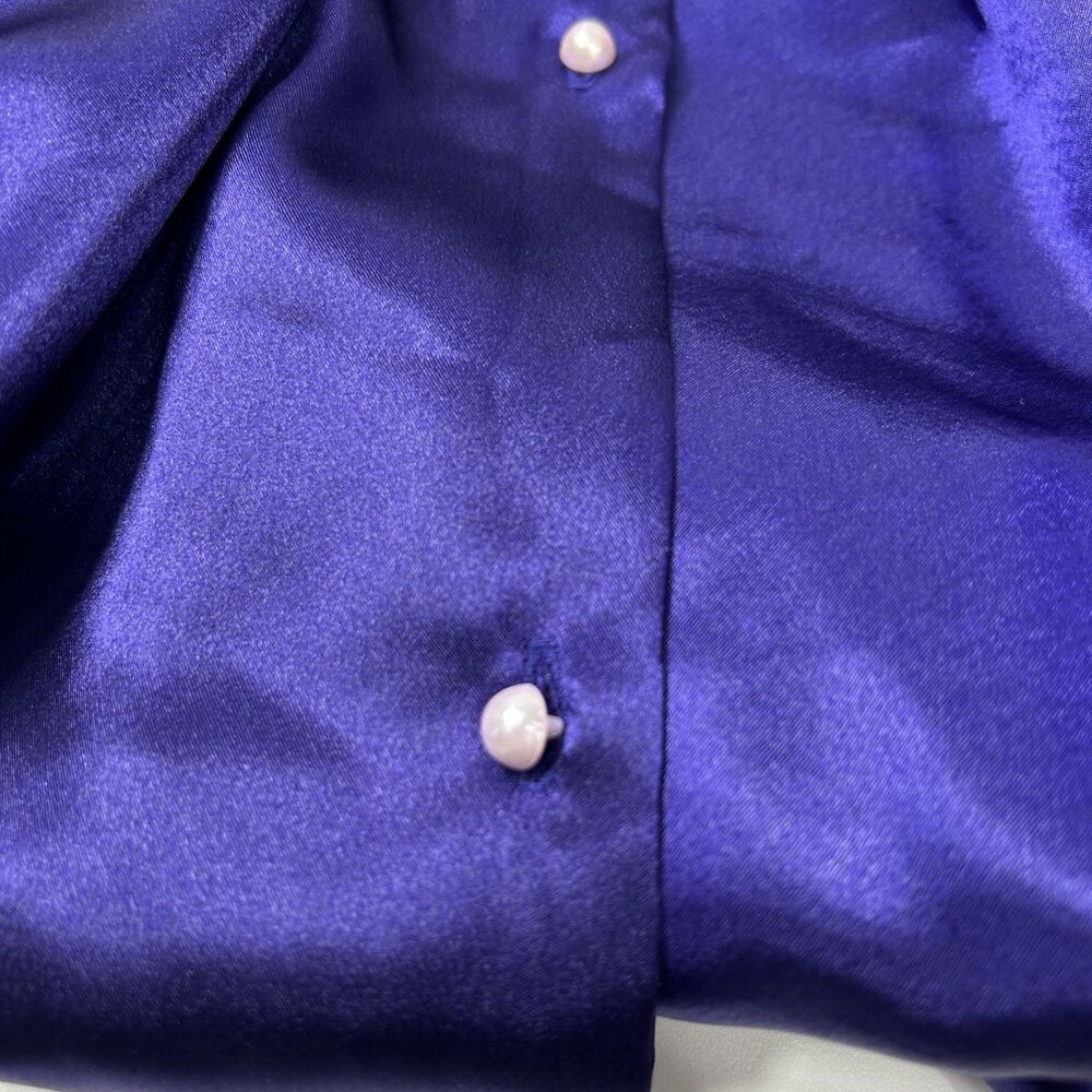 Vtg Victoria's Secret Gold Label Satin Sleep Shirt Purple Nightgown Sz M/L Top - Picture 4 of 5